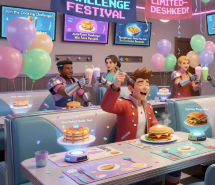 Dream Diner Story restaurant decorated for a seasonal special event