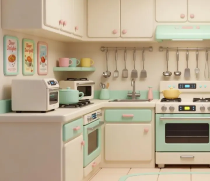Upgraded Dream Diner Story kitchen with modular stoves, smart ovens, and premium tools